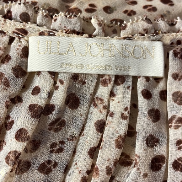 Ulla Johnson Beige Sheer Blouse with Hints of Gold Size 14 - Leopard Ikat Dot - Picture 4 of 5
